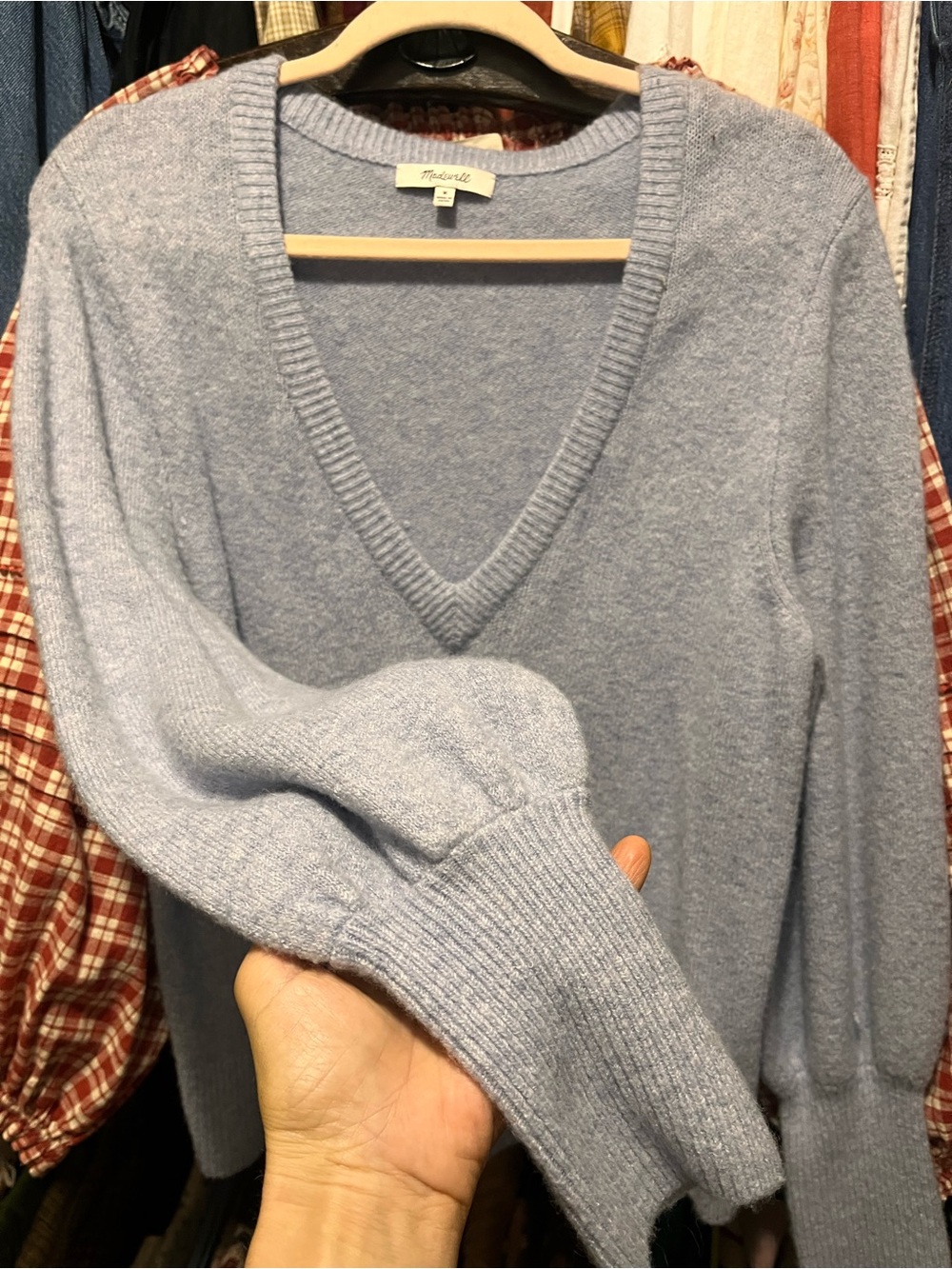 Madewell Blue V Neck Oversized Sweater